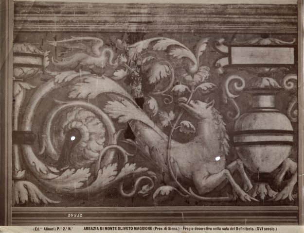Alinari, Fratelli — Abbazia di Monte Oliveto Maggiore (Prov. di Siena) - Fregio decorativo nella sala del Definitorio. (XVI secolo) — insieme